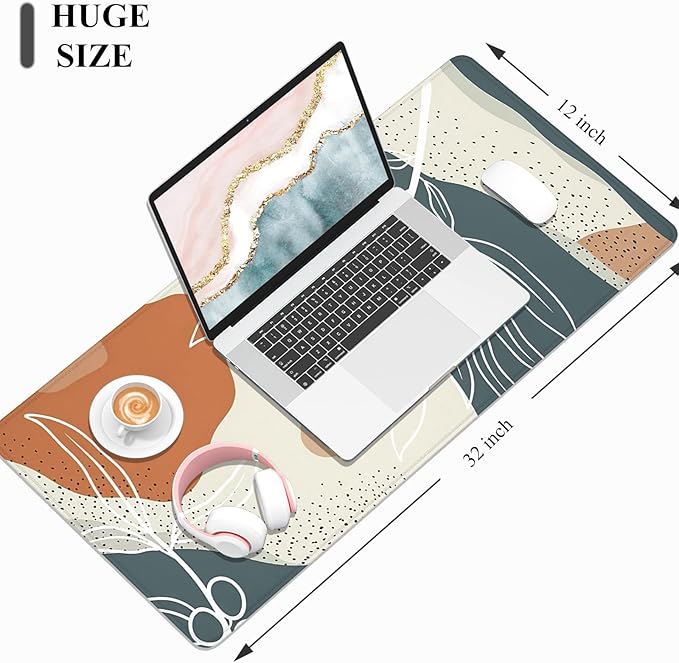 Desk Mat, 32" x 12" XXL Extended Large Gaming Mouse Pad, Desktop Decor Desk Pad, Cute Men Women Office Supplies and Accessories, XL Mouse Mat for Laptop & Keyboard, Desert Flower