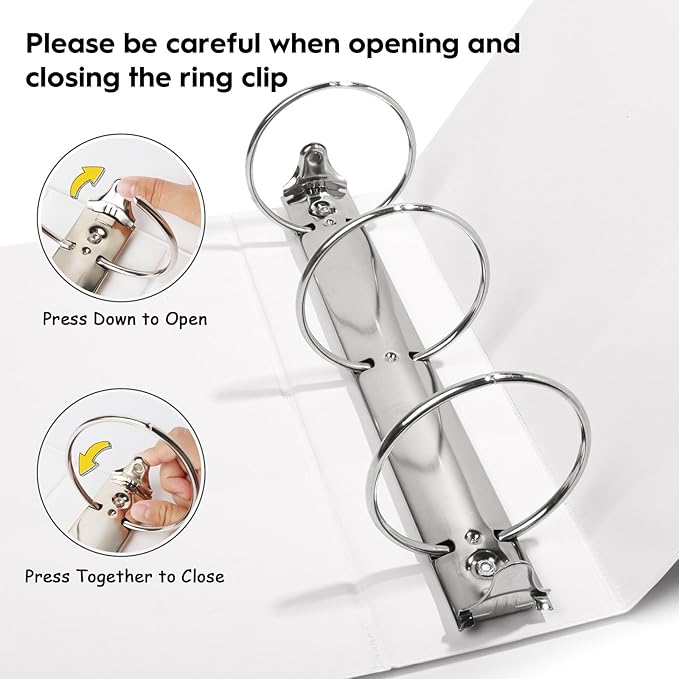 Comix Sturdy 3 inch Round Ring View Binder, Basic 3 Ring Binder 600-Sheet Capacity, Fit 8.5" x 11" Paper, 6 Pack (White)