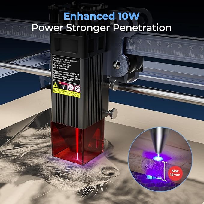 Creality Falcon 10W Laser Engraver, with Honeycomb Laser Bed 500x500mm, 10000mm/min, 72W High-Precision Laser Cutter for Wood, Acrylic, Pre-Installation and Out-of-The-Box