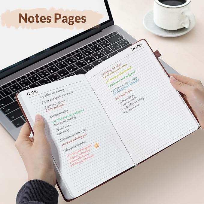 SUNEE 2026 Weekly & Monthly Hardcover Planner 5.5" x 8.3" - 12 Month (January 2026 - December 2026), Small Hardcover Planner, Pocket, Notes, 100 GSM Paper, Brown