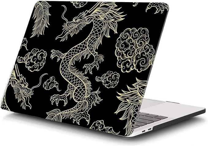 Compatible with MacBook Pro 13 Inch Case M2/M1 2025 2022-2017 A2338 A2289 A2251 A2159 A1989 A1706 A1708 Plastic Hard Shell Case&Keyboard Cover&Mac OS Keyboard Sticker (Dragon)