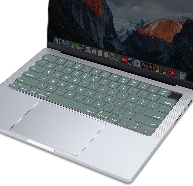 MOSISO Keyboard Cover Skin Compatible with MacBook Air 15 inch M3 A3114 M2 A2941/Air 13.6 A3113 A2681/Pro 14/16 M4 M3 M2 M1, Midnight Green