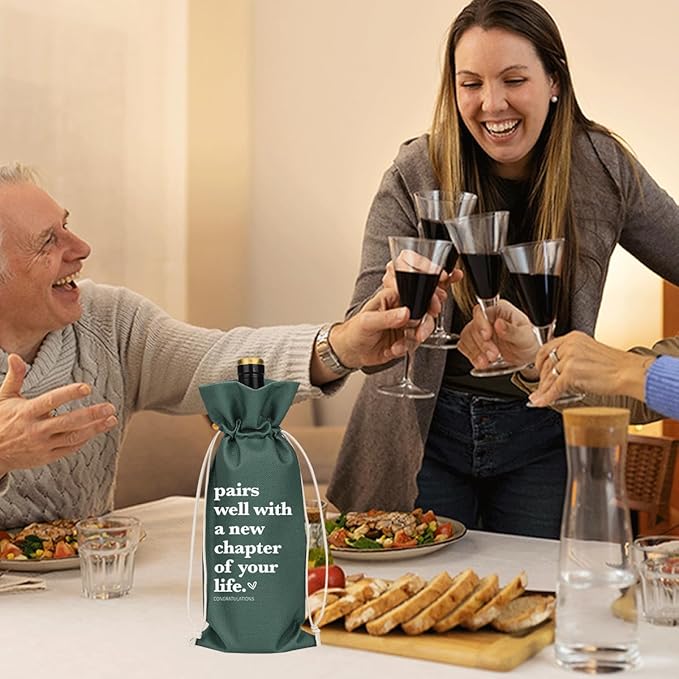 XFW Grey Funny New Chapter Wine Bag New Beginnings Gifts for Women Men Farewell Gifts for Friends Going Away Gifts for Coworkers Women Men Moving Away Gifts for Friends New Teacher Gifts