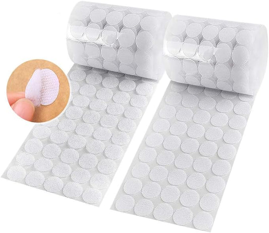 1200pcs (600 Pair Sets) 15mm Diameter Sticky Back Hook, Self Adhesive Dots Loop Tapes for DIY Crafts Office Classroom (White)