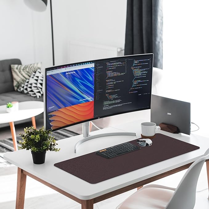 Leather Desk Pad Protector,Non-Slip Desk Pad,on-Slip PU Leather Large Mouse Pad,Easy Clean Desk Protecor Mat,Writing Pad for Office Work/Home/Decor(Sea Blue, 47.2" x 17")