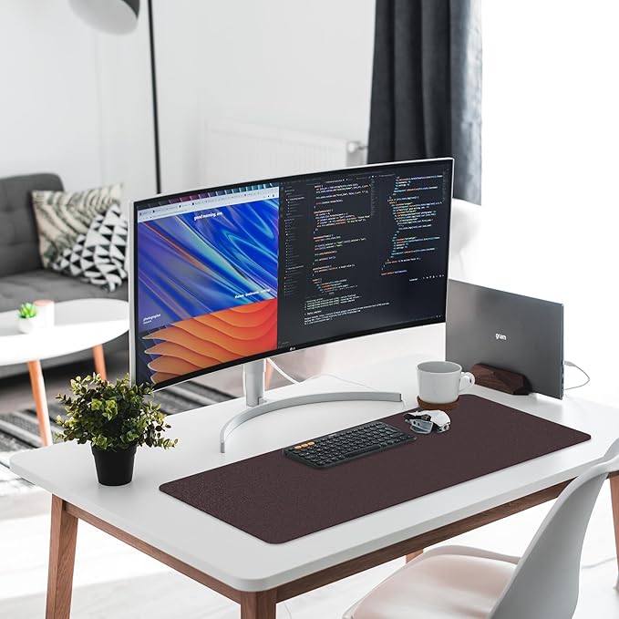 Leather Desk Pad Protector,Non-Slip Desk Pad,on-Slip PU Leather Large Mouse Pad,Easy Clean Desk Protecor Mat,Writing Pad for Office Work/Home/Decor(Dark Coffee, 31.5" x 15.7")