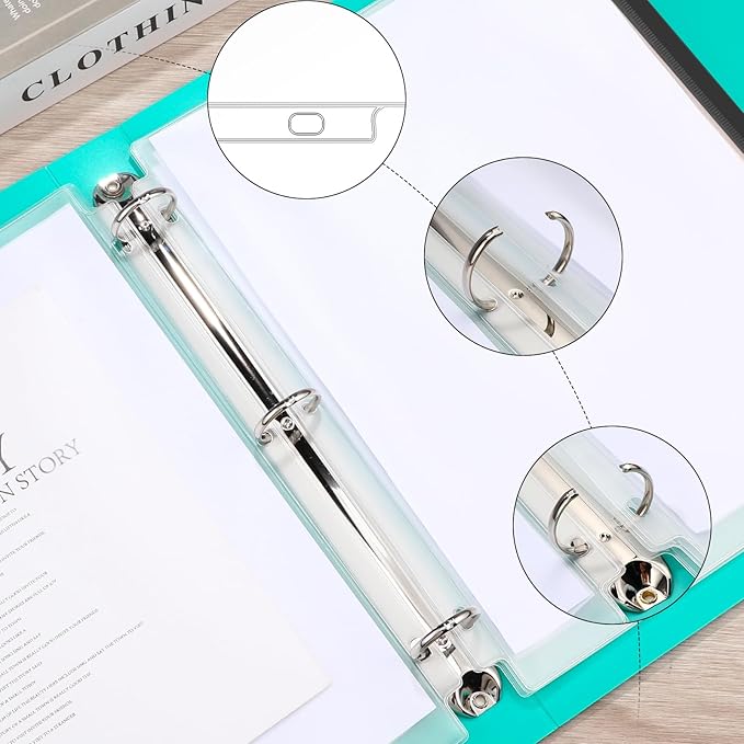 40 Pieces Binder Pockets 3 Hole Zipper Pouch 3 Ring A4 Pockets with Zipper Binder Folders Plastic Pouches Loose Leaf Bags Waterproof PVC Document Filing Bag(Black)