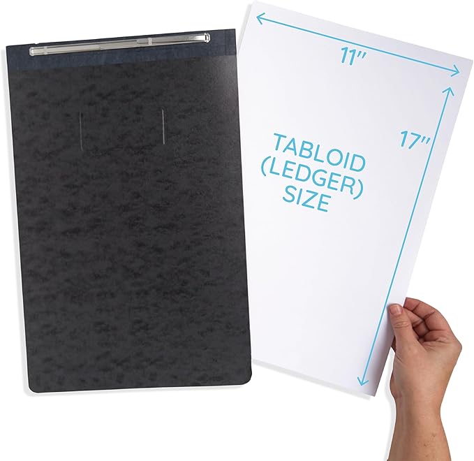 Blue Summit 10 Pressboard Report Covers with Fasteners, 11x17 Folder for Blueprints, 11 x 17 File Folder Tabloid Size Press Board Report Cover, 3” Capacity, 10 Pack, Black
