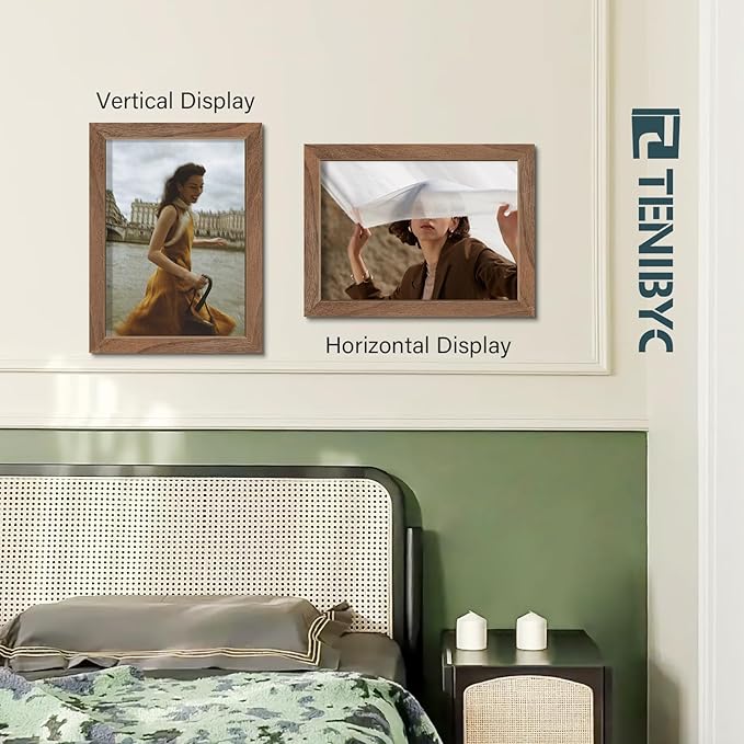 9x12 Frame 3 Pack with HD Glass - Brown Walnut, 9 x 12 Natural Wood Picture Frame, Wall Gallery Frame