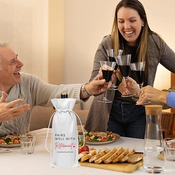XFW White Retirement Wine Bag Retirement Gifts for Women Men Farewell Gifts for Coworkers Going Away Gift for Friends Boss