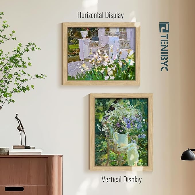 11x14 Picture Frame 3 Pack, Light Oak Photo Frame with HD Tempered Glass, Natural Wood Grain, Table or Wall Display