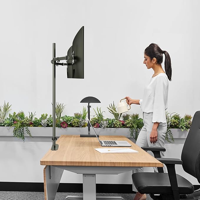 Pholiten Extra Tall Dual Monitor Stand, Dual Monitor Mount, Desk Mount up to 47 inch Pole, 2 Monitor Stand, Computer Monitor Arm, Fully Adjustable Stand for up to 27 inch Screens