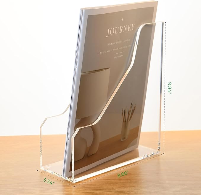 Acrylic Magazine File Holders, Classroom Organization and Storage, Clear Bookend File Sorter, Desktop File Organizer, Magazine Holder Rack for Classroom, Home, and Office