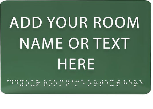 9" X6" Personalized Custom Sign - ADA Compliant Tactile Graphics Grade 2 Braille Text Acrylic Wall Signs - Add Your Room Name Text Sign for Home School Office Business Workplace