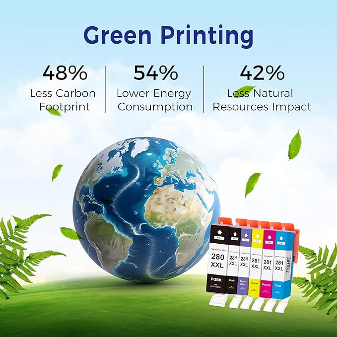 TOKYOINK Compatible Ink Cartridge Replacement for Canon PGI-280 XXL 280XXL PGBK for Pixma TR8620 TR8620a TR8520 TR7520 TS9120 TS8320 TS8220 TS6120 Printer 6 Pack PGBK/PB/Black/Cyan/Magenta/Yellow