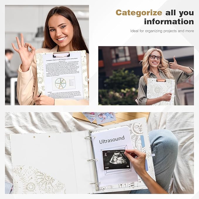 Ospelelf 3 Ring Binder, 2 Inch Letter Size (11" x 8.5") with 5 Tab Dividers, File Folder Labels and Low Profile Clipboards, Tarot Cards Binder for School and Office Supplies