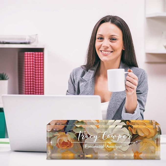 Desk Name Plate Personalized, Custom Name Plate for Desk, Acrylic Desktop Accessories, Office Gift & Decor for Women Men, Teacher Nurse Boss Employee Appreciation Gifts