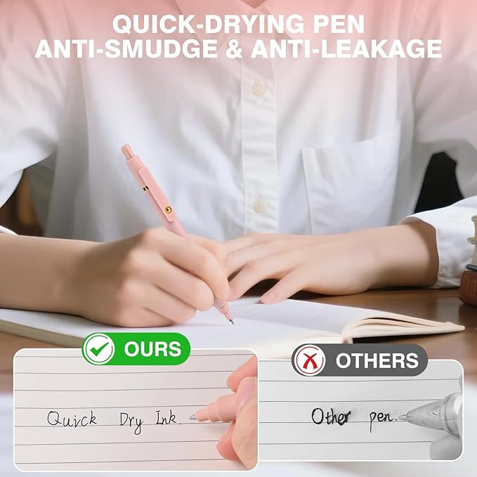 TINNIVI Gel Pens, 6 Pack 0.7mm Fine Point Black Ink Pens with 6 Refills, Quick Dry & No Smear, Smooth Writing Pens for Journaling, School, Office Supplies, Gifts for Women and Men