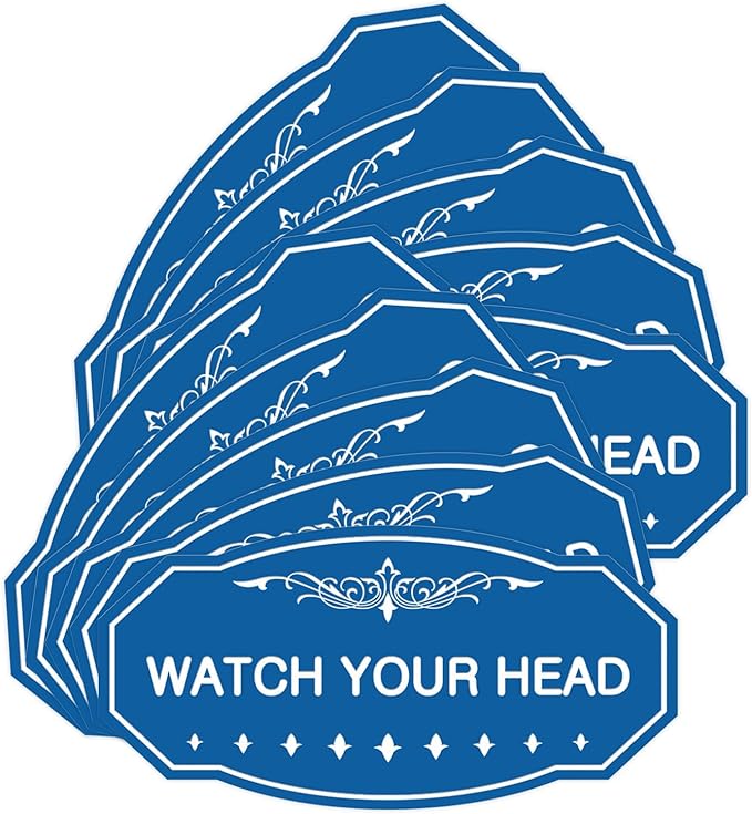 Signs ByLITA Victorian Watch Your Head Sign (Blue) - Small 10 Pack