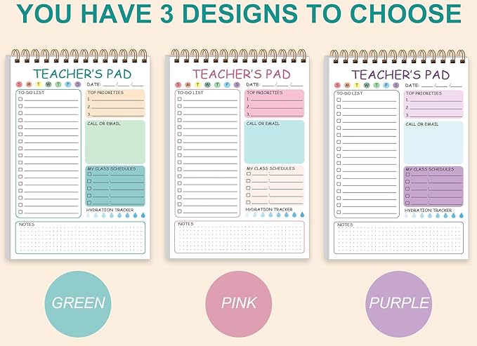 3 Pack Teacher Notepad - Teacher To Do List Notepad, Spiral Checklist Notebook Organizer for Teachers Notes Task Appointment, Teacher Appreciation Gifts, 5.8'' x 8.3''