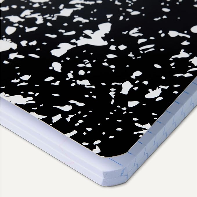 Amazon Basics Composition Notebook, College Ruled, 100 Sheets, 9.75" x 7.5", 1 pack, Marble Black