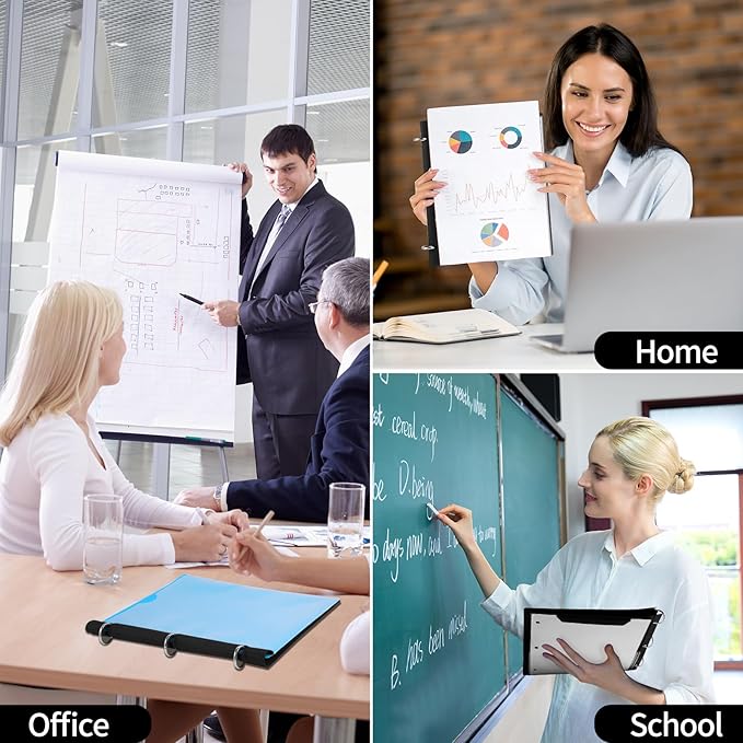 360 Degree Pivotable Binder, Upgraded 3 Ring Binder 1 inch, Flexible Binders 3 Ring, Foldable Three Ring Binders- White