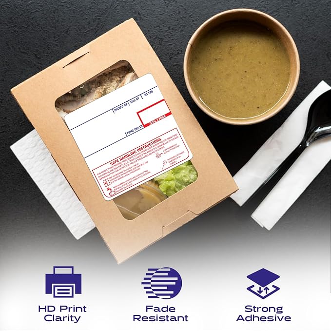 CEPRICO - Customizable CĀS Scale Labels - 96 Rolls of Thermal Printing Scale Labels – Compatible with CĀS LST-8040 | Safe Handling Instruction | Ideal for Supermarkets, Retailers and Grocery Stores