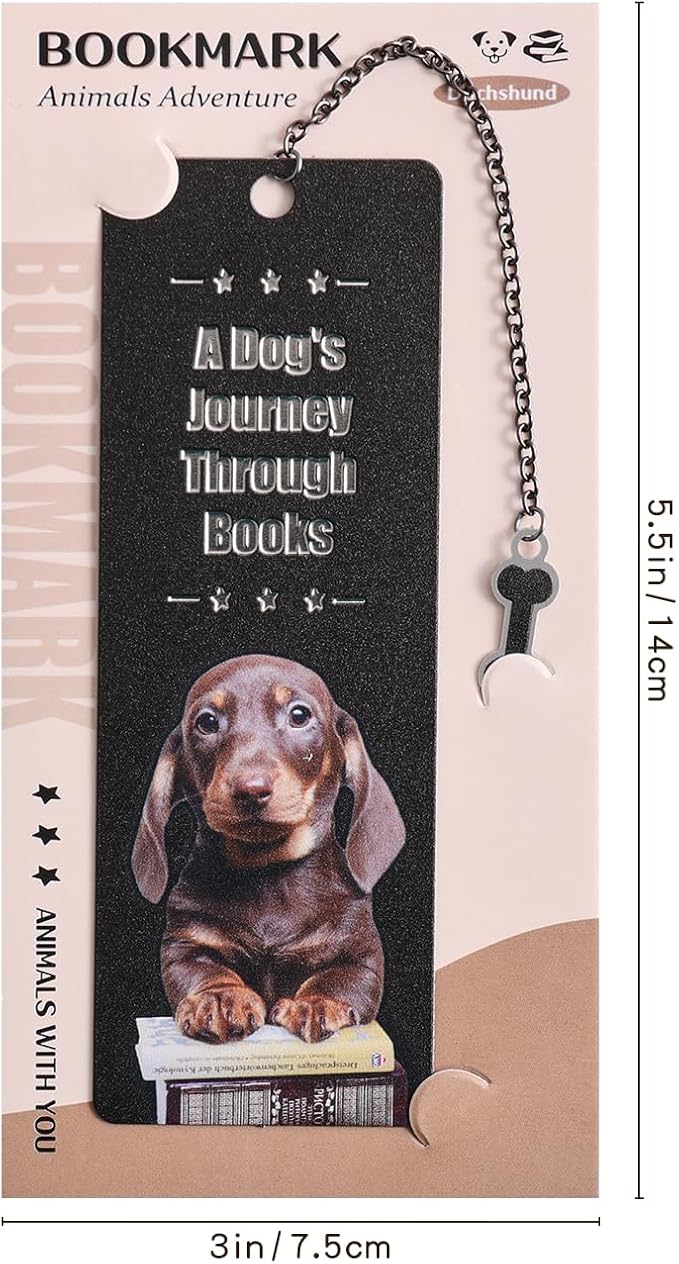 2 Pieces Cute Dog Metal Bookmarks with Graduated Scale, Pet Theme Golden Retriever Black Dachshund Large Size Book Mark, Bookmark for Book Lovers Reading Women Writers Readers Children Teens Men