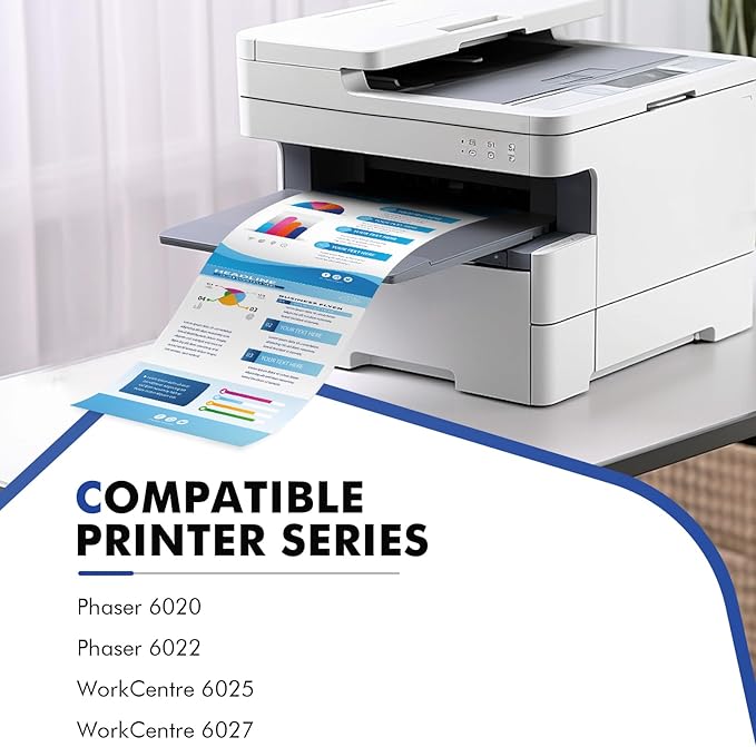 6022 6027 Toner Cartridge Compatible Replacement for Xerox Phaser 6022 6020 for WorkCentre 6027 6025 Printer (106R02756 Cyan, 106R02757 Magenta, 106R02758 Yellow, 106R02759 Black)