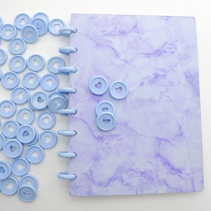 33pcs Discbound Discs 0.94 inch Binder Rings Heart Expansion Disc(33pcs Light Blue,0.94 inch/24 mm)