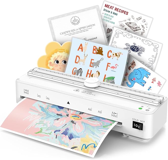 Kejector Laminator Machine, 9 Inch with 20 A4 Sheets Thermal and Cold Lamination Built in Cutter Quick Warm Up for Home Office School, White