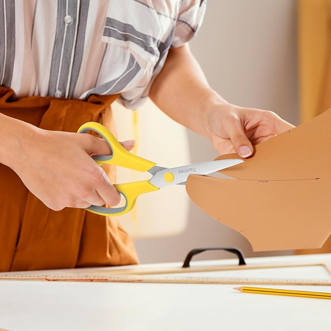 Scissors Bulk Set of 24-Pack, Taotree 8" Scissors All Purpose Comfort Grip Sharp Shears for Office School Supplies, High/Middle School Student Teacher Home Art Craft Sewing Fabric, Scrapbook Supplies