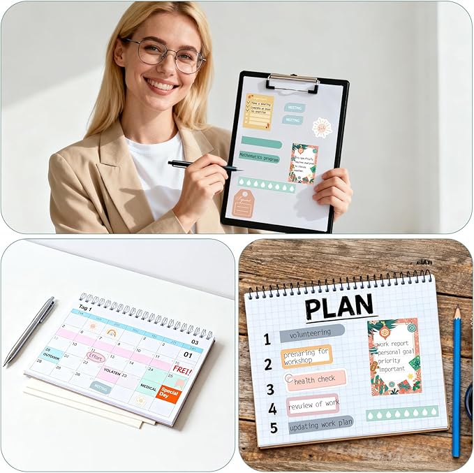 1700+Bosnian Style Planner Stickers Set, Planner Accessories Kit for Women, 24 Sheets Calendar Stickers for Journals, Bullet Planning, Scrapbooking