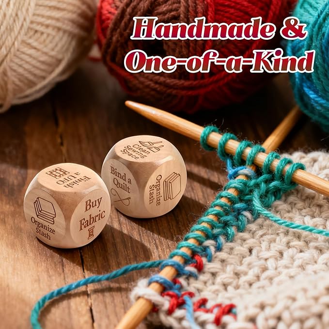 3pcs Quilter’s Dice, 6-Sided Wooden Quilting Decision Dice – Fun Sewing Gift for Quilters, Sewists & Craft Enthusiasts – Handmade Laser Engraved Sewing Tool