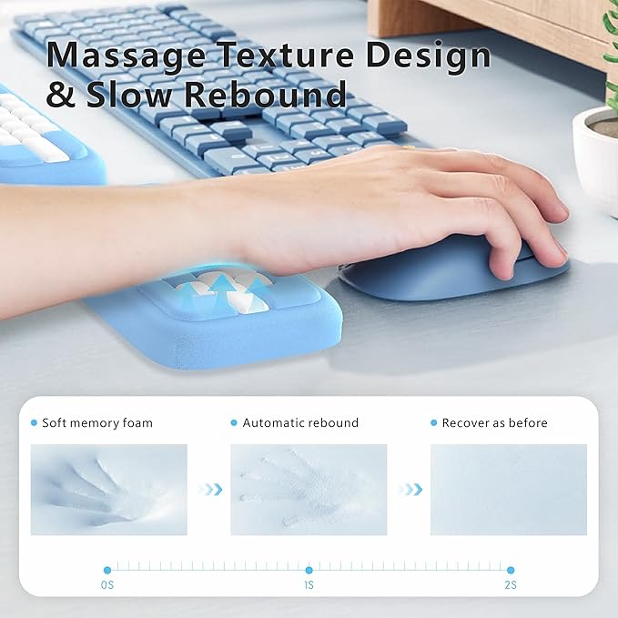 MEKASS Keyboard Wrist Rest, Ergonomic Wrist Pad, Soft Memory Foam Keyboard Hand Rest with Non-Slip Base, Easy Typing, Pain Relief, Comfort Support for Office Work Gaming Computer Accessories (Black)