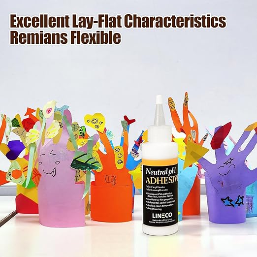 LINECO Neutral pH Adhesive, 4 Oz, Acid-Free, All-purpose Glue, Dries Clear and Remains Flexible, Used for Bookbinding and Book Repair, Framing, Collages, Paper Art and Crafts