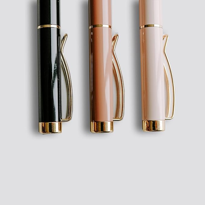 Sweet Water Decor Motivational Metal Pen Set - Set of Three Refillable Medium Ballpoint Pens with Black Ink - Motivational and Inspirational Office and Desk Accessories for Women