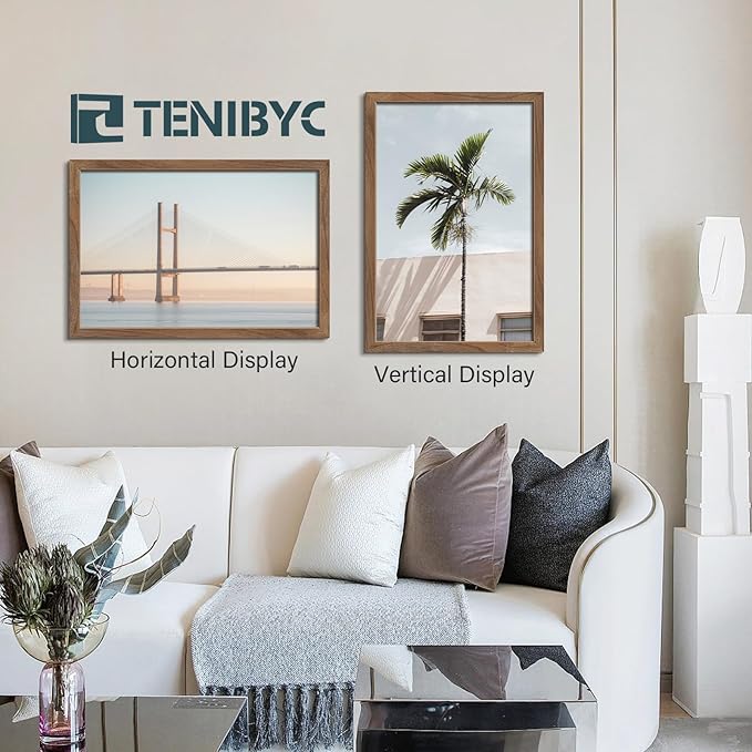 16x24 Poster Frame 3 Pack - Brown Walnut, Natural Solid Wood Picture Frame, Wall Gallery Frame