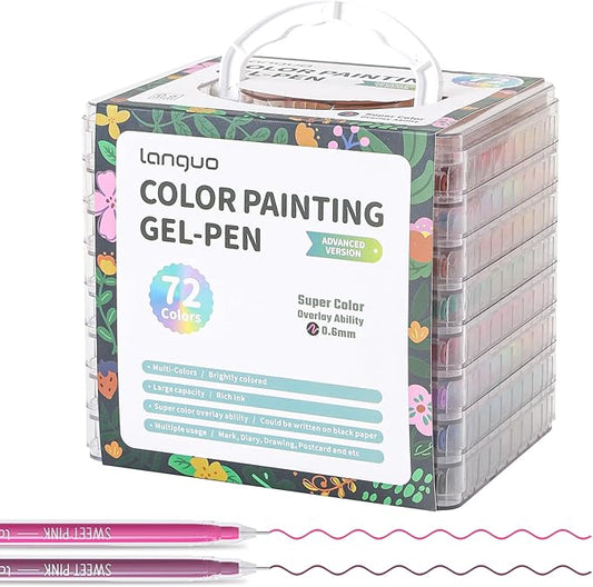 Gel Pens for Adult Coloring Books, 72 Colors Set Gel Colored Pens Marker, Perfect Gel Pens for Adult Drawing Doodling Journaling, Art Supplies and DIY Crafts
