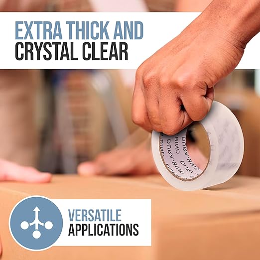 Durabind Heavy Duty Packing Tape 12 Pack. Rolls are 60 Yards x 2in. Tough Clear Tape for Shipping, Packing, Moving, Mailing, and All Box Types. Professional Grade. (12)