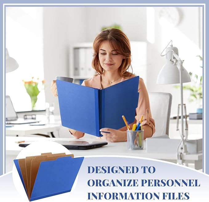 Skyygemm 24 Pcs Classification Folders Letter Size, 3 Divider Pressboard File Folder with Fasteners, Expanding File Organizer Bulk for Teachers, Clergy, Office, Church, Christmas Donations (Dark Blue)