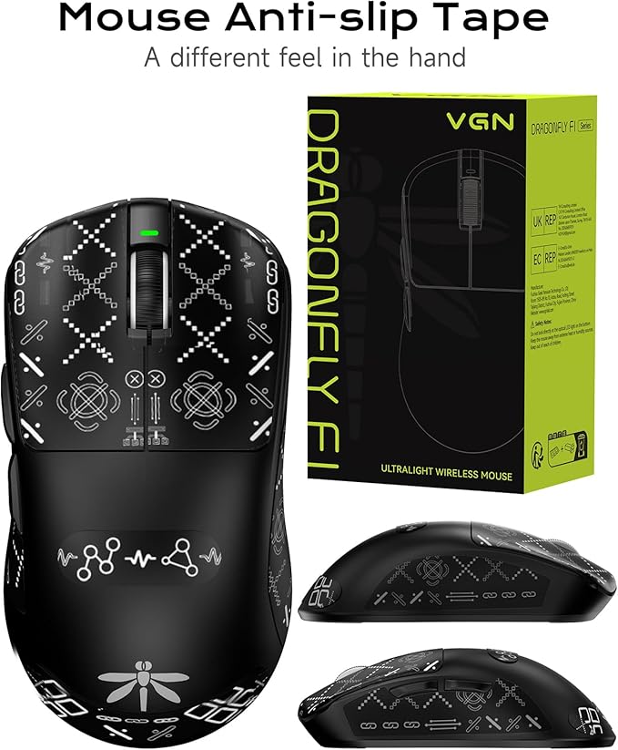 VGN F1 Pro Max Lightspeed Wireless Gaming Mouse with Dual-Mode 2.4G/Type-C Wired - 25K Sensor - 26,000 DPI - 55g Lightweight - 6 Programmable Buttons - Up to 200h Battery Life for PC/Mac- Black