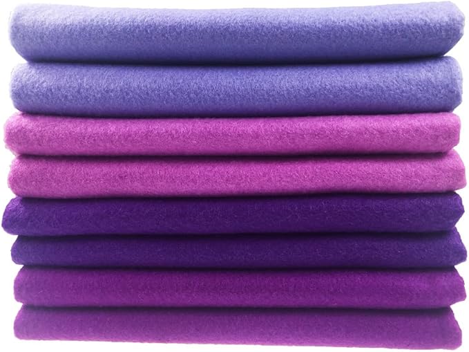 4pcs Thick 1.4mm Soft Felt Fabric Sheet Assorted Color Felt Pack DIY Craft Sewing Squares Nonwoven Patchwork (92x90cm Purple)