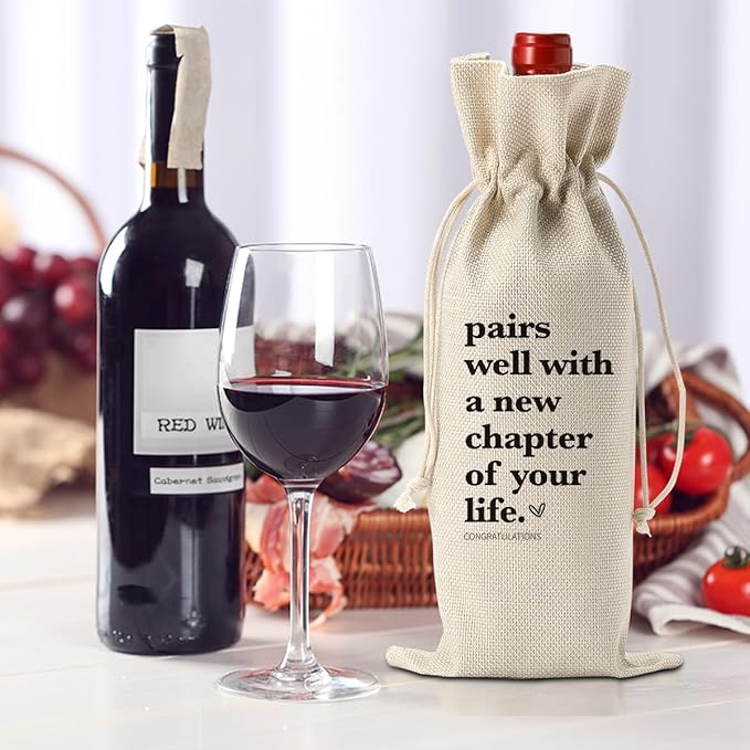 XFW Funny New Chapter Wine Bag Card Set Coworker Leaving Gifts for Women Men Farewell Gifts for Coworkers Goodbye gifts for Friends Retirement Going Away Card for Coworker