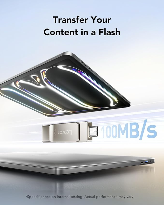 Lexar D40E 256GB Dual USB 3.2 Gen 1 Type-C Jump Drive, USB-C Flash Metal Housing Swivel Design Thumb Drive