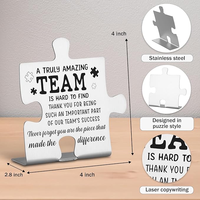 Team Gifts for Employees, Coworkers, Women, Team Thank You Appreciation Gifts, Team Plaque, Team Puzzle Piece Gift, Team Christmas Team Work Office Desk Decor Gifts Decorative Signs Plaques WDD19