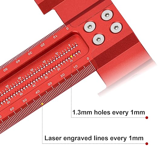 Woodworking Scriber T-Square Ruler 300mm with Thoughtful Support Lips, Architect Ruler for Carpenter Work, Layout and Measuring Tools…