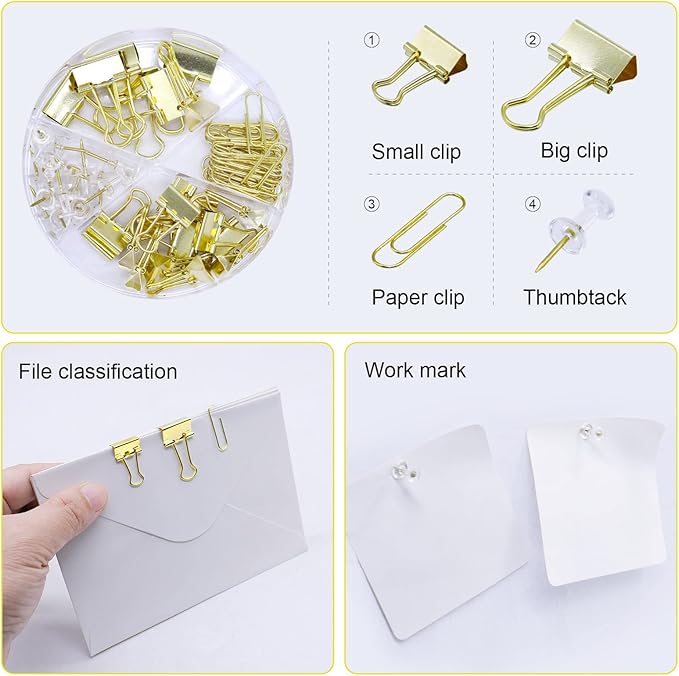 BOMEI PACK Desk Accessory Kit, Stapler and Staple Remover with 1000 Staples, Tape Dispenser with 1Rolls Transparent Tape, 1 Pen and Pencil Holder, Binder Clips, Paper Clips