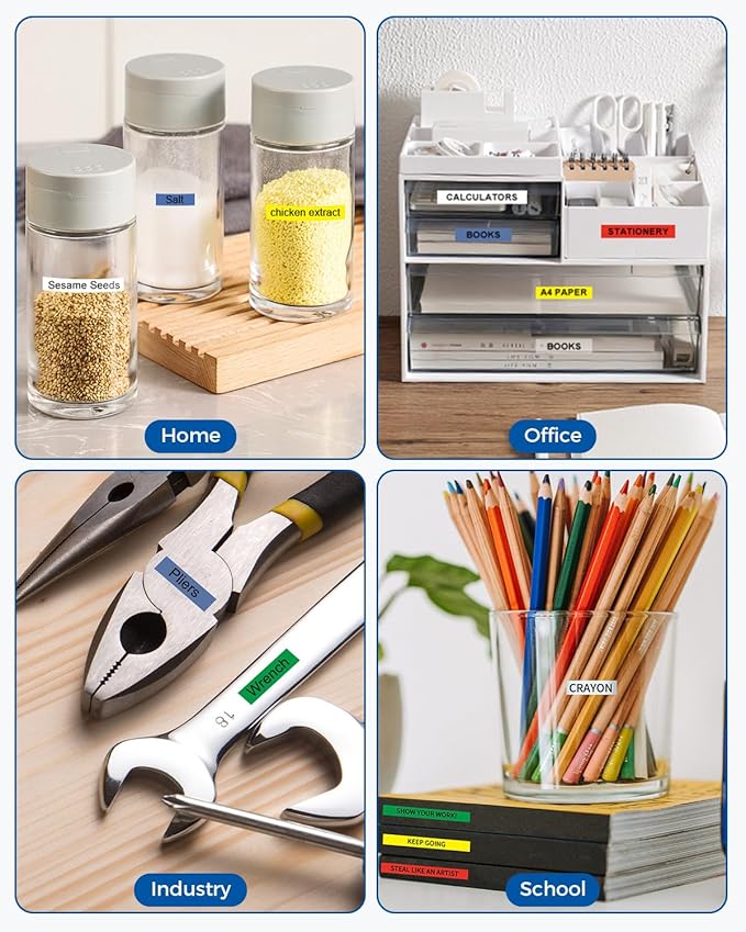 Unismar 6-Pack Compatible for Brother P Touch TZe-231 TZe TZ Label Tape 12mm 0.47 Laminated Colored for Ptouch PT-D210 D220 H110 D400 D410 Label Maker, White/Blue/Pink/Lime Green/Silver/Gold