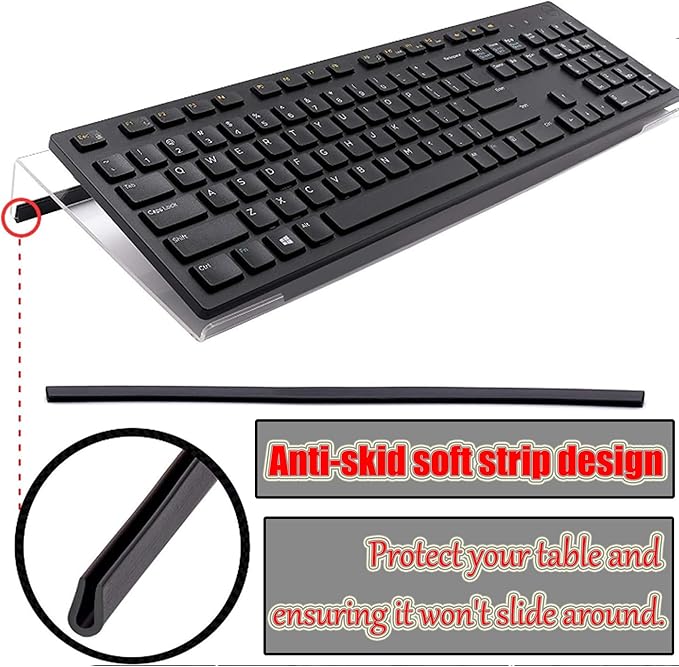 4pcs New Acrylic Tilted Computer Keyboard Stand with Mouse and Keyboard Wrist Rest Pad Computer Keyboard Holder Set for Office Desk,Home,School Supplies (Keyboard Stand)